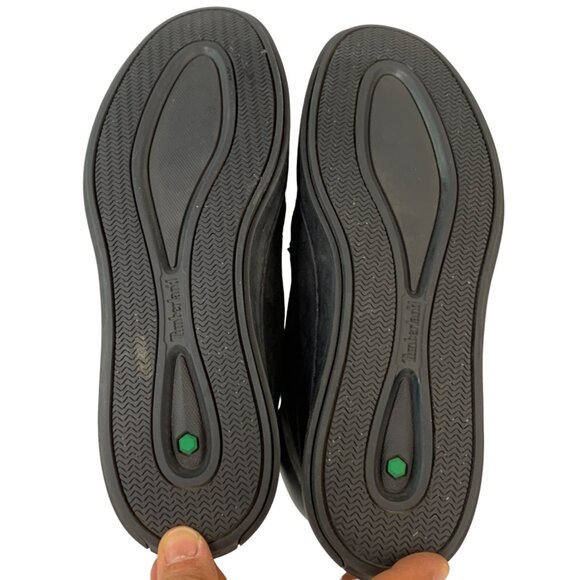 Womens 8.5 Timerland Black Suede Leather Combat Boots Ankle EUC Lace Up 7092 - Picture 10 of 12